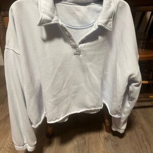 Aerie Blue Cropped Polo Sweatshirt